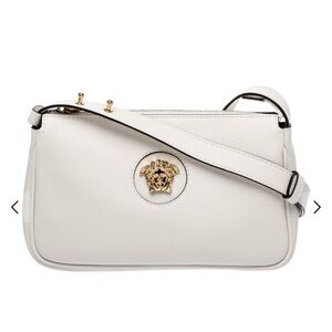 NWT Versace Optical White Leather Vitello Medusa Shoulder Bag w/ Dust Bag
